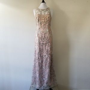 Adrianna Papell Pink&Silver Sequin Gown 12 (NWOT)